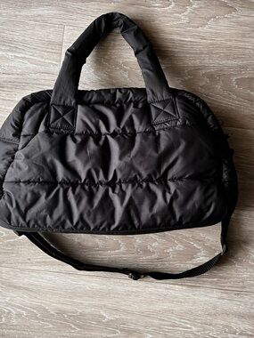 zuda Black Quilted Nylon Duffel Backpack